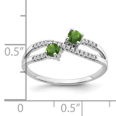 14k White Gold Two-stone Peridot and Diamond Ring