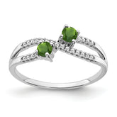 14k White Gold Two-stone Peridot and Diamond Ring