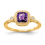 Cushion Amethyst & Diamond Ring in 14K Yellow Gold (0.03 ct. tw.), Size 7 - Sophia Jewelers