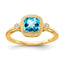 14k Cushion Blue Topaz and Diamond Ring