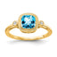 Cushion Blue Topaz & Diamond Ring in 14K Yellow Gold (0.03 ct. tw.), Size 7 - Sophia Jewelers