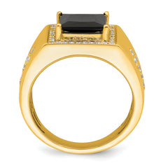 14k Onyx and Diamond Cross Mens Ring