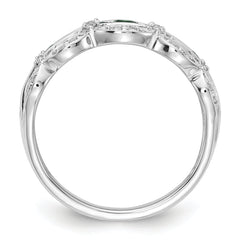14k White Gold 1/5 carat Lab Grown Diamond VS/SI+ G+ and Lab Created Emerald Complete Fancy Ring