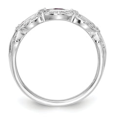 14k White Gold 1/5 carat Lab Grown Diamond VS/SI+ G+ and Lab Created Ruby Complete Fancy Ring
