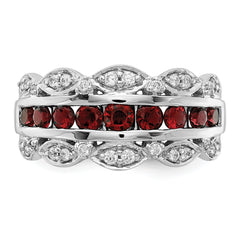 14k White Gold 1/5 carat Lab Grown Diamond VS/SI+ G+ and Lab Created Ruby Complete Fancy Ring