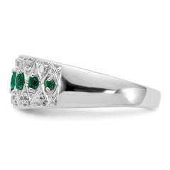 14k White Gold 1/5 carat Lab Grown Diamond VS/SI+ G+ and Lab Created Emerald Complete Fancy Ring