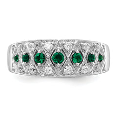 14k White Gold 1/5 carat Lab Grown Diamond VS/SI+ G+ and Lab Created Emerald Complete Fancy Ring