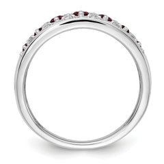 14k White Gold 1/5 carat Lab Grown Diamond VS/SI+ G+ and Lab Created Ruby Complete Fancy Ring
