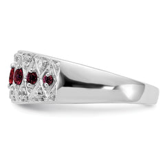 14k White Gold 1/5 carat Lab Grown Diamond VS/SI+ G+ and Lab Created Ruby Complete Fancy Ring