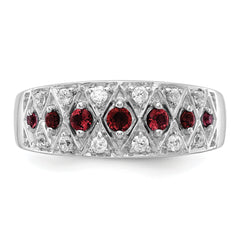 14k White Gold 1/5 carat Lab Grown Diamond VS/SI+ G+ and Lab Created Ruby Complete Fancy Ring