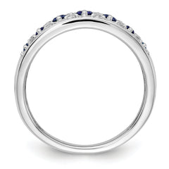 14k White Gold 1/5 carat Lab Grown Diamond VS/SI+ G+ and Lab Created Blue Sapphire Complete Fancy Ring