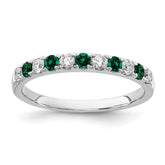 14k White Gold 1/2 carat Lab Grown Diamond VS/SI+ G+ and Lab Created Emerald Complete Band