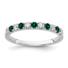 14k White Gold 1/2 carat Lab Grown Diamond VS/SI+ G+ and Lab Created Emerald Complete Band