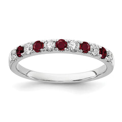 14k White Gold 1/2 carat Lab Grown Diamond VS/SI+ G+ and Lab Created Ruby Complete Band