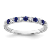 14k White Gold 1/2 carat Lab Grown Diamond VS/SI+ G+ and Lab Created Blue Sapphire Complete Band