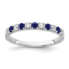 14k White Gold 1/2 carat Lab Grown Diamond VS/SI+ G+ and Lab Created Blue Sapphire Complete Band