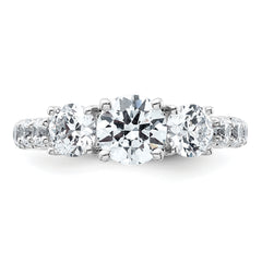 14k White Gold 2 1/2 carat Lab Grown Diamond VS/SI+ G+ Round Complete Engagement Ring