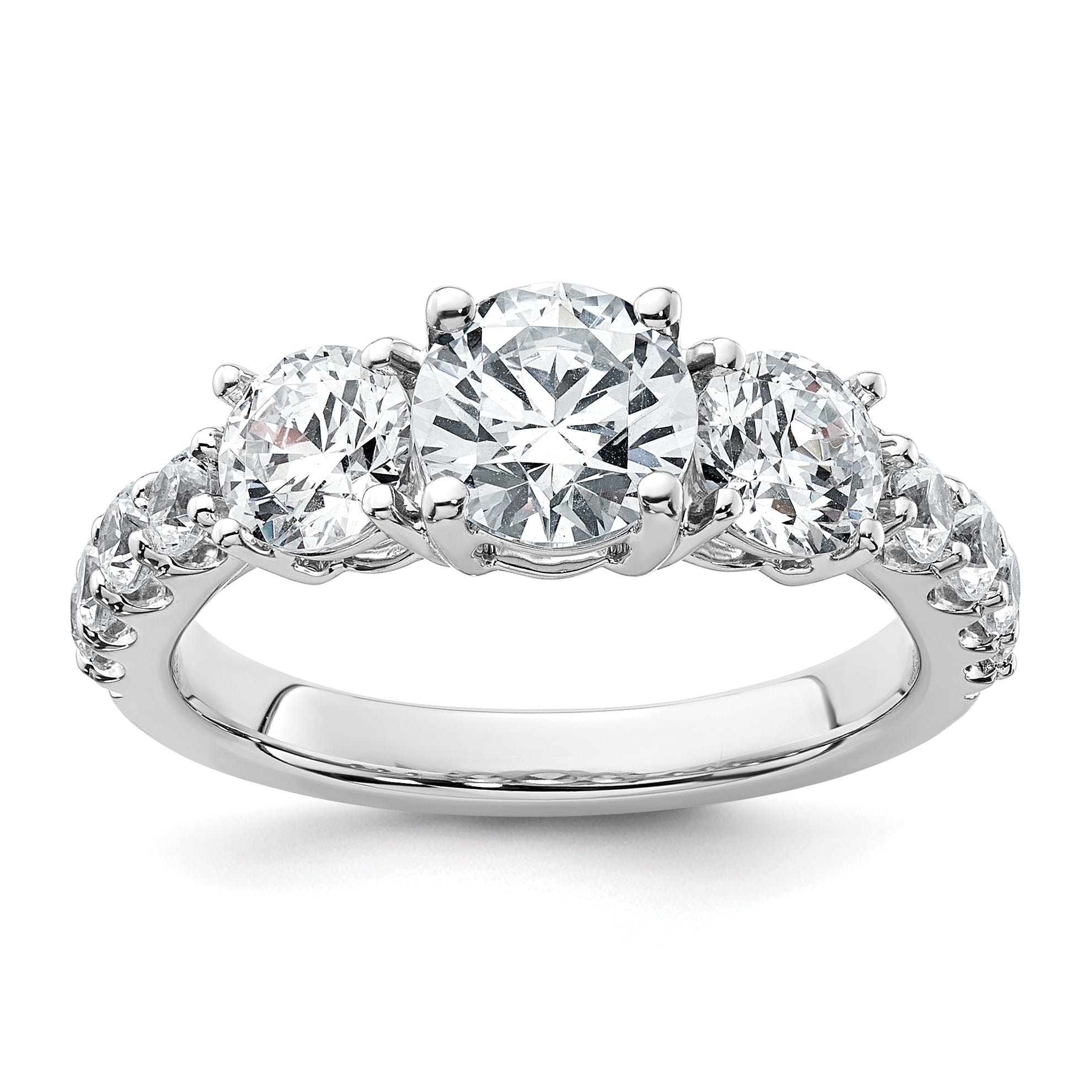 14k White Gold 2 1/2 carat Lab Grown Diamond VS/SI+ G+ Round Complete Engagement Ring
