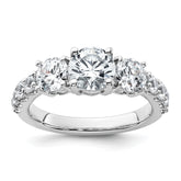 14k White Gold 2 1/2 carat Lab Grown Diamond VS/SI+ G+ Round Complete Engagement Ring