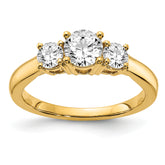 14k 3/4 carat Lab Grown Diamond VS/SI+ G+ 3/4 carat Center Round Three Stone Semi Mount Engagement Ring