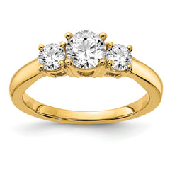 14k 3/4 carat Lab Grown Diamond VS/SI+ G+ 3/4 carat Center Round Three Stone Semi Mount Engagement Ring