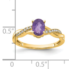 10k Oval Amethyst and Diamond Ring