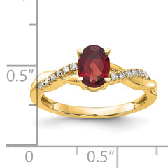 10k Oval Garnet and Diamond Ring