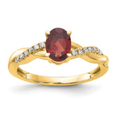 10k Oval Garnet and Diamond Ring