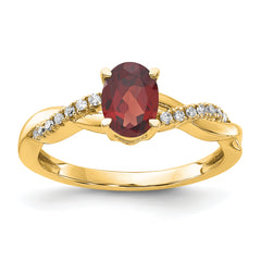 10k Oval Garnet and Diamond Ring