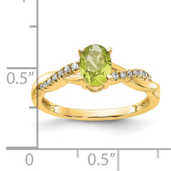 10k Oval Peridot and Diamond Ring