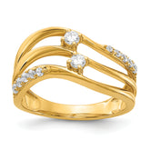 14k 3-row Wavy Diamond Ring