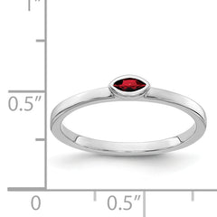 14k White Gold Bezel-set Marquise Garnet Ring
