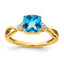 Cushion Blue Topaz & Diamond Ring in 10K Yellow Gold (0.06 ct. tw.), Size 7 - Sophia Jewelers