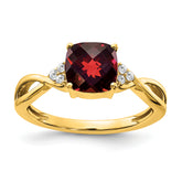 10k Checkerboard Garnet and Diamond Ring