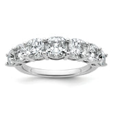 14k White Gold 3 1/3 carat Lab Grown Diamond VS+ F+ Cushion Complete Seven Stone Band