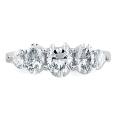 14k White Gold 2 1/6 carat Lab Grown Diamond VS+ F+ Complete Five Stone Band