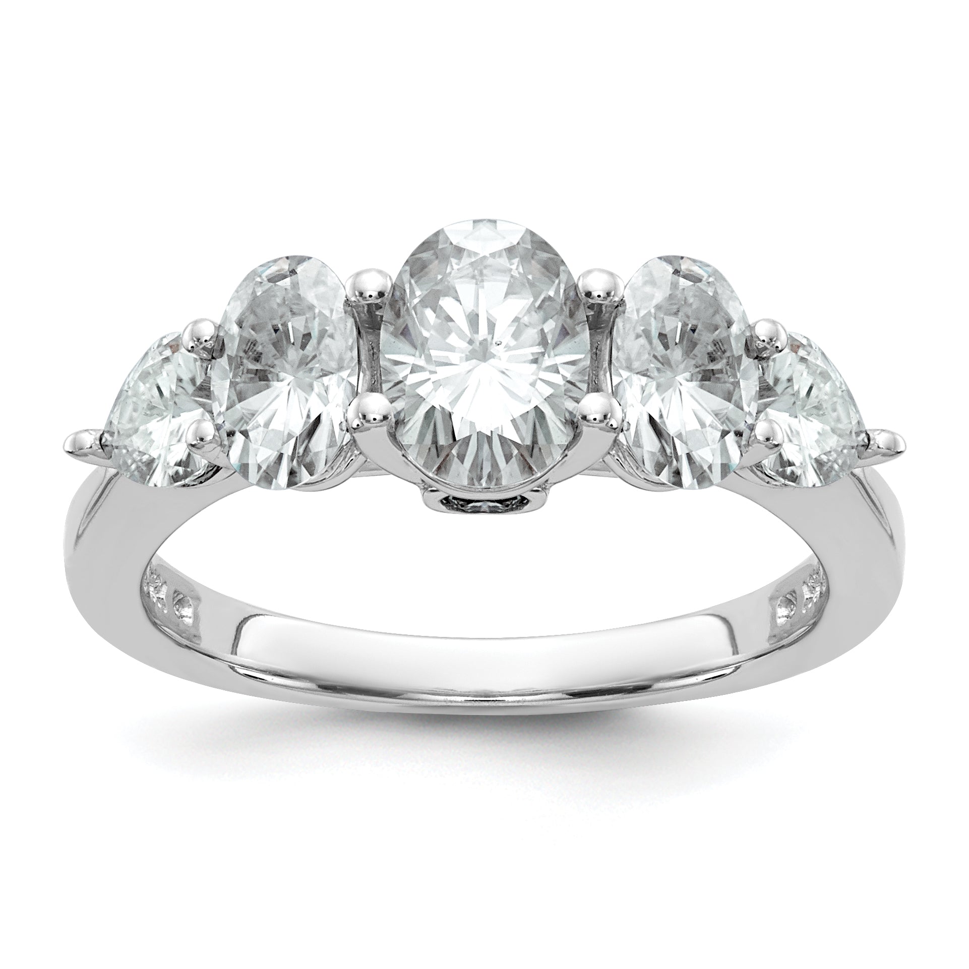 14k White Gold 2 1/6 carat Lab Grown Diamond VS+ F+ Complete Five Stone Band