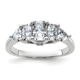 14k White Gold 1 3/4 carat Lab Grown Diamond VS+ F+ Radiant and Trillion Five Stone Complete Band