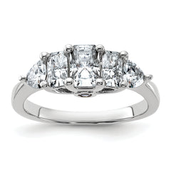 14k White Gold 1 3/4 carat Lab Grown Diamond VS+ F+ Radiant and Trillion Five Stone Complete Band