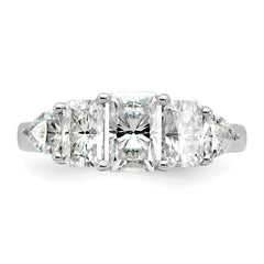 14k White Gold 2 3/4 carat Lab Grown Diamond VS+ F+ Radiant and Trillion Five Stone Complete Band