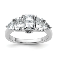 14k White Gold 2 3/4 carat Lab Grown Diamond VS+ F+ Radiant and Trillion Five Stone Complete Band