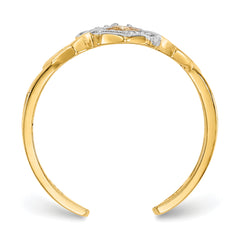 10k Rhodium Diamond Heart Toe Ring