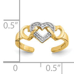 10k Rhodium Diamond Heart Toe Ring