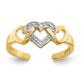 10k Rhodium Diamond Heart Toe Ring