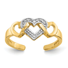 10k Rhodium Diamond Heart Toe Ring