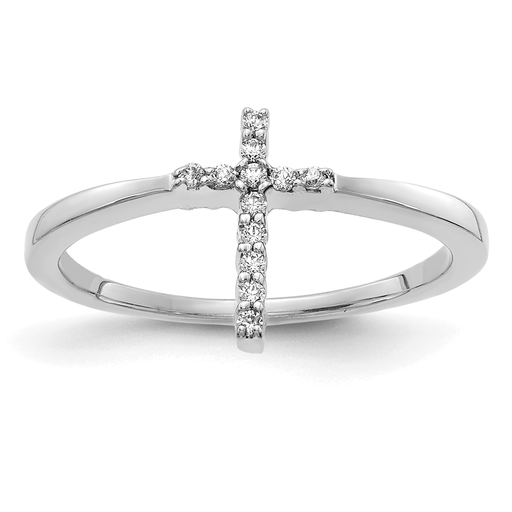 14k White Gold 1/15 carat Lab Grown Diamond VS/SI+ G+ Complete Cross Ring