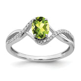 14k White Gold Oval Peridot and Diamond Twist Ring