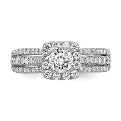 10k White Gold 1 carat Lab Grown Diamond VS/SI+ G+ Round Complete Halo Engagement Ring