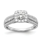 10k White Gold 1 carat Lab Grown Diamond VS/SI+ G+ Round Complete Halo Engagement Ring