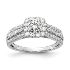 10k White Gold 1 carat Lab Grown Diamond VS/SI+ G+ Round Complete Halo Engagement Ring